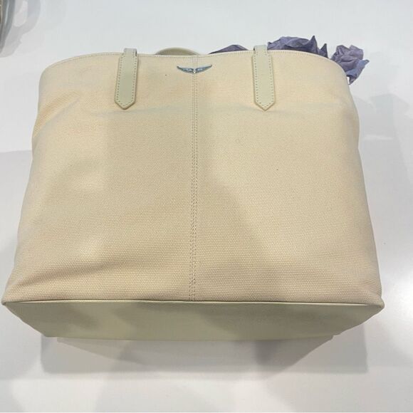 $448 Zadig & Voltaire Mick Wings Canvas Tote NWT WHITE - Picture 6 of 8